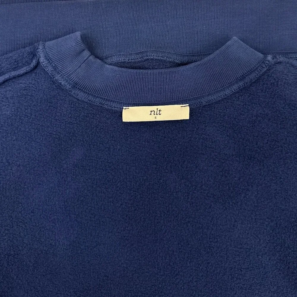 (NWOT) NLT Cotton-Fleece Boxy Garment-Dye Sleeveless Sweatshirt Vest (True Navy) - Picture 14 of 16